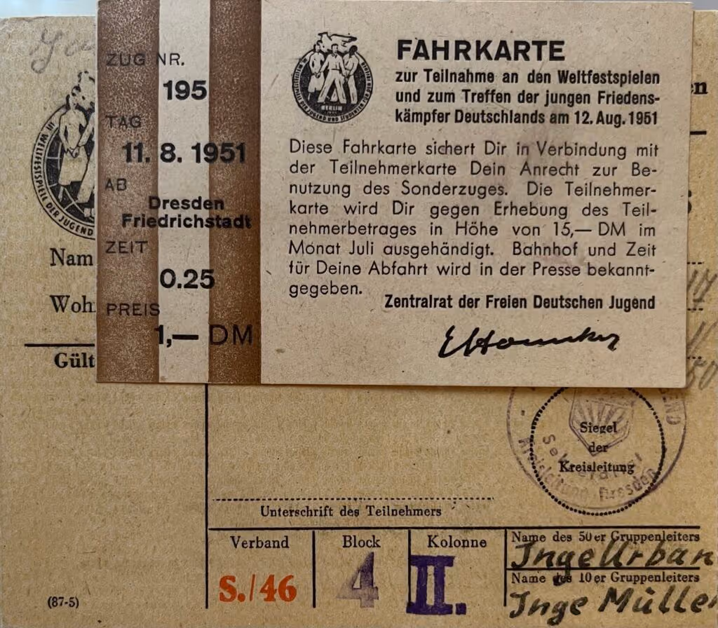 3. Weltfestspiele, Berlin 1951 - Fahrkarte