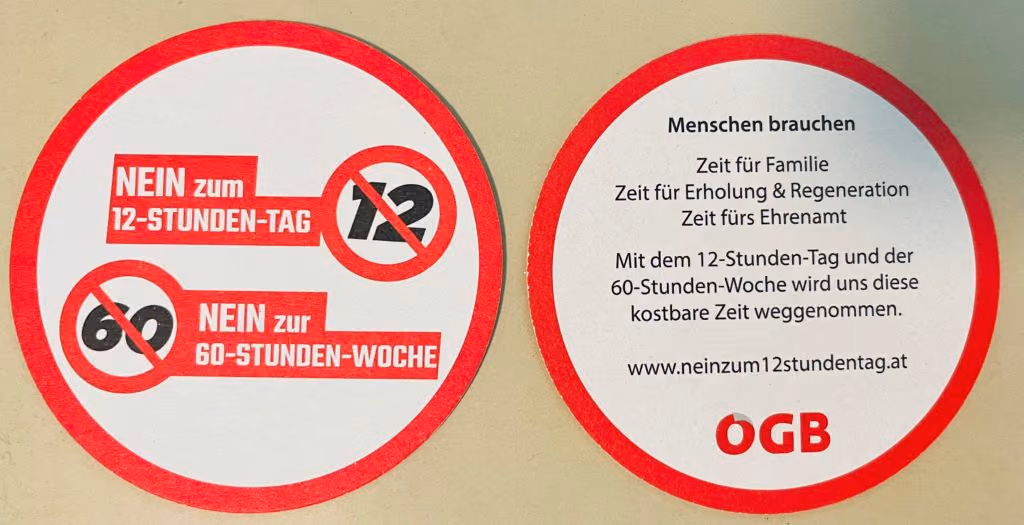 Nein zum 12-Stunden-Tag - Nein zur 60-Stunden-Woche