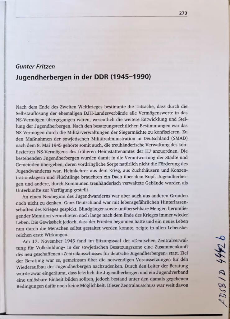 Jugendherbergen in der DDR (1945-1990)