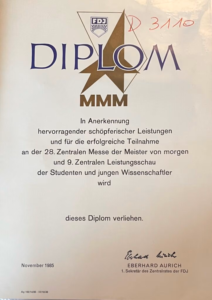 Diplom der Messe der Meister von morgen (MMM)