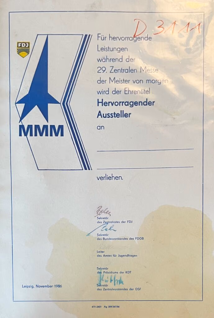 MMM-Messe der Meister von morgen - Ehrentitel "Hervorragender Aussteller"