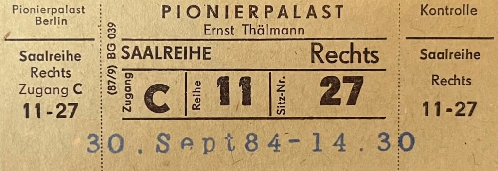 Pionierpalast Ernst Thälmann - 30.Sept. 1984