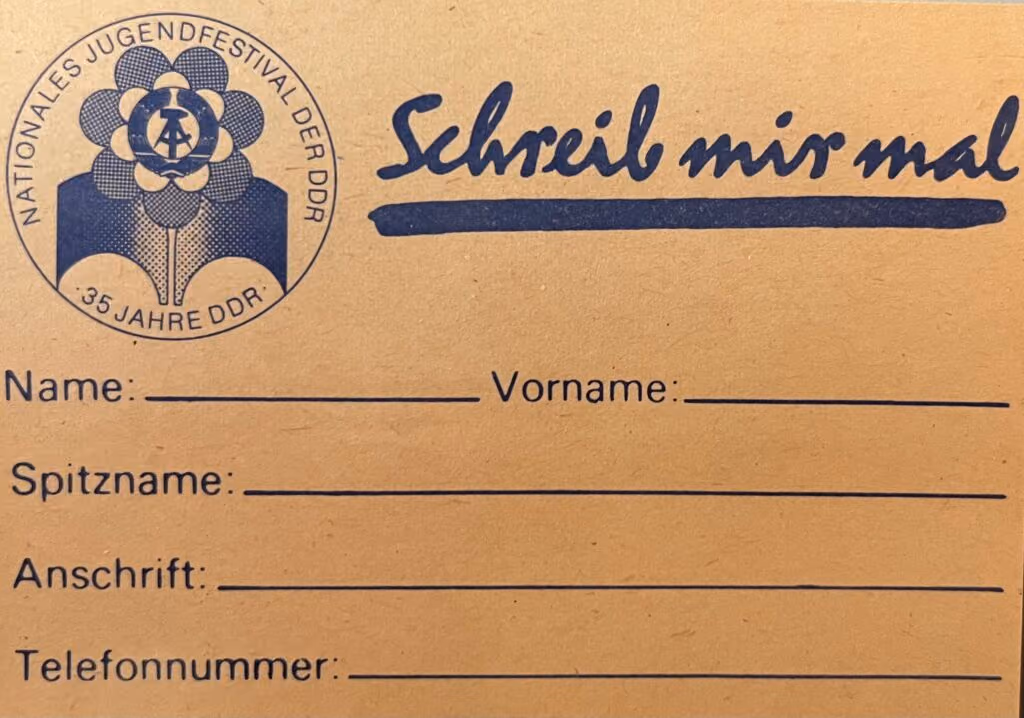 Nationales Jugendfestival der DDR - 35 Jahre DDR - Schreib mir mal!