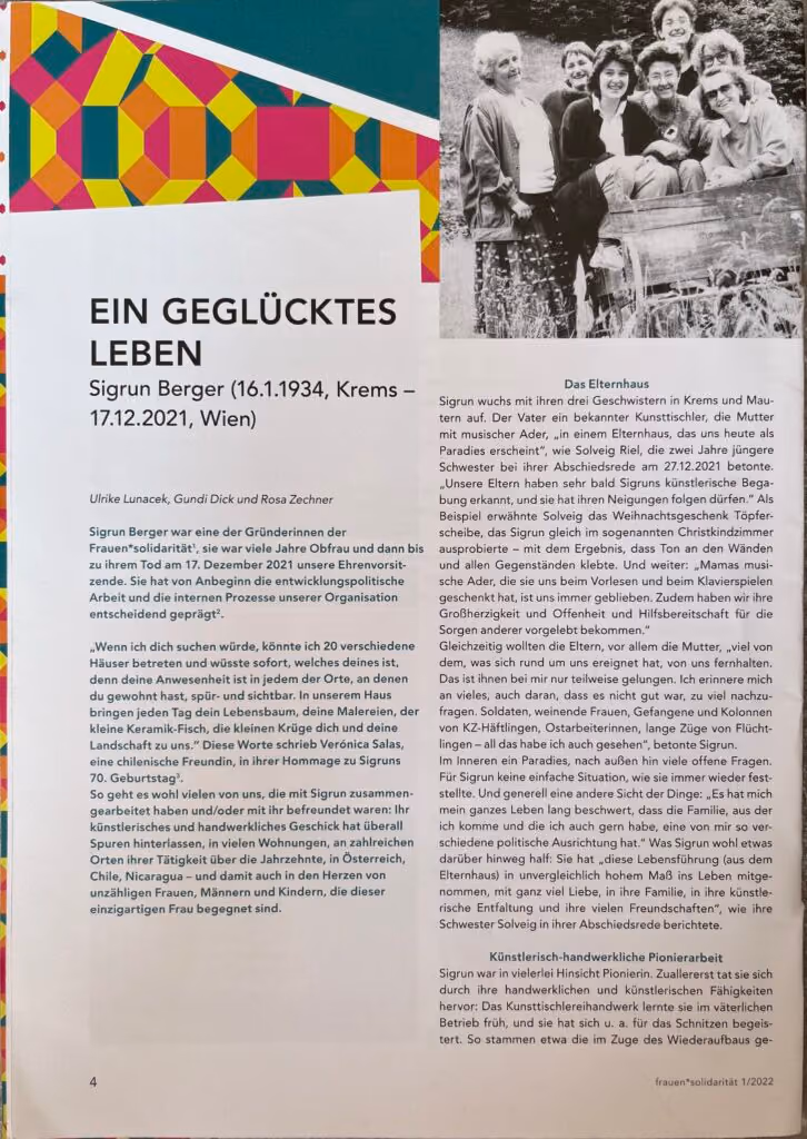 Ein geglücktes Leben - Sigrun Berger (16.1.1934, Krems - 17.12.2021, Wien)
