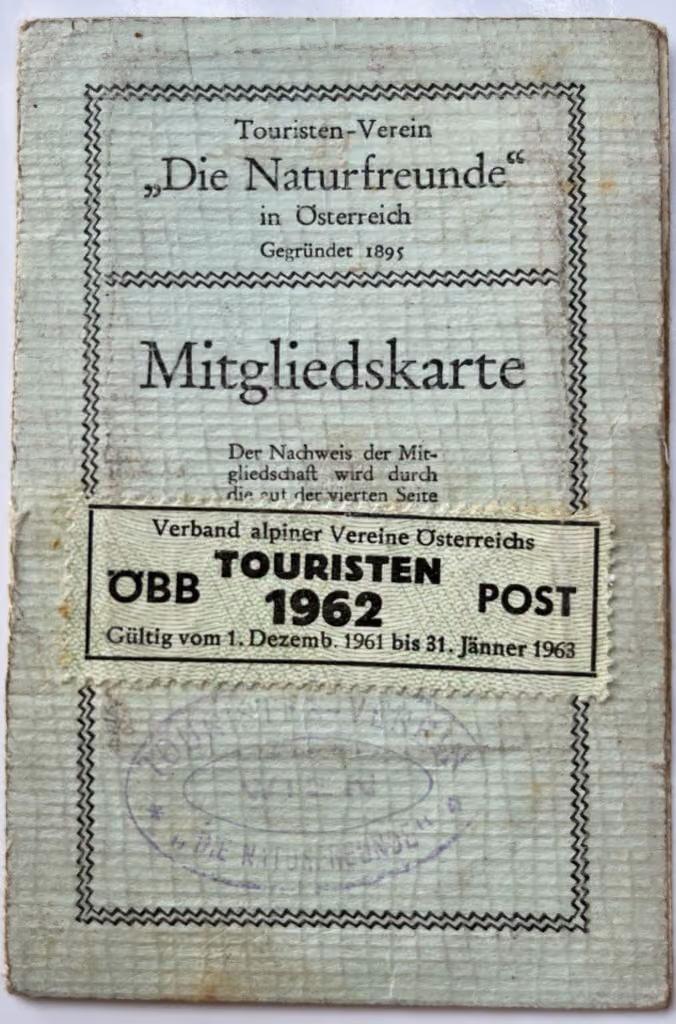 Touristen-Verein "Die Naturfreunde" in Österreich - Mitgliedskarte