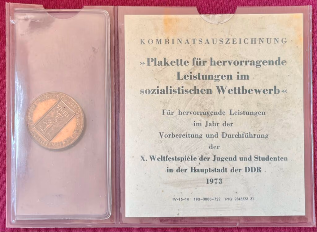 10. Weltfestspiele, Berlin 1973 - Für hervorragende Leistungen im sozalistischen Wettbewerb