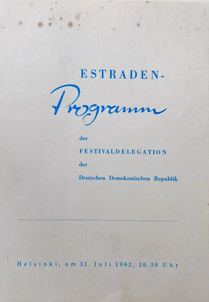 8. Weltfestspiele - Helsinki 1962 - Programm der Deutschen Demokratischen Republik