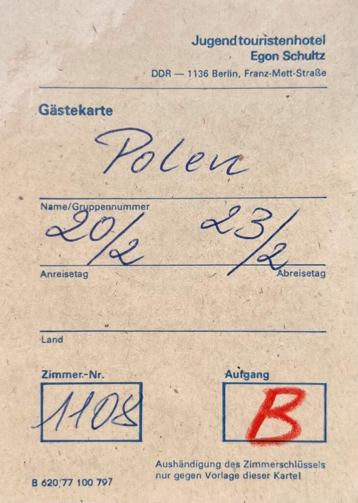 Jugendtouristenhotel Egon Schultz - Gästekarte