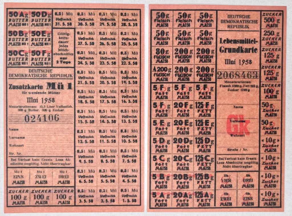 DDR Lebensmittelkarten 1958