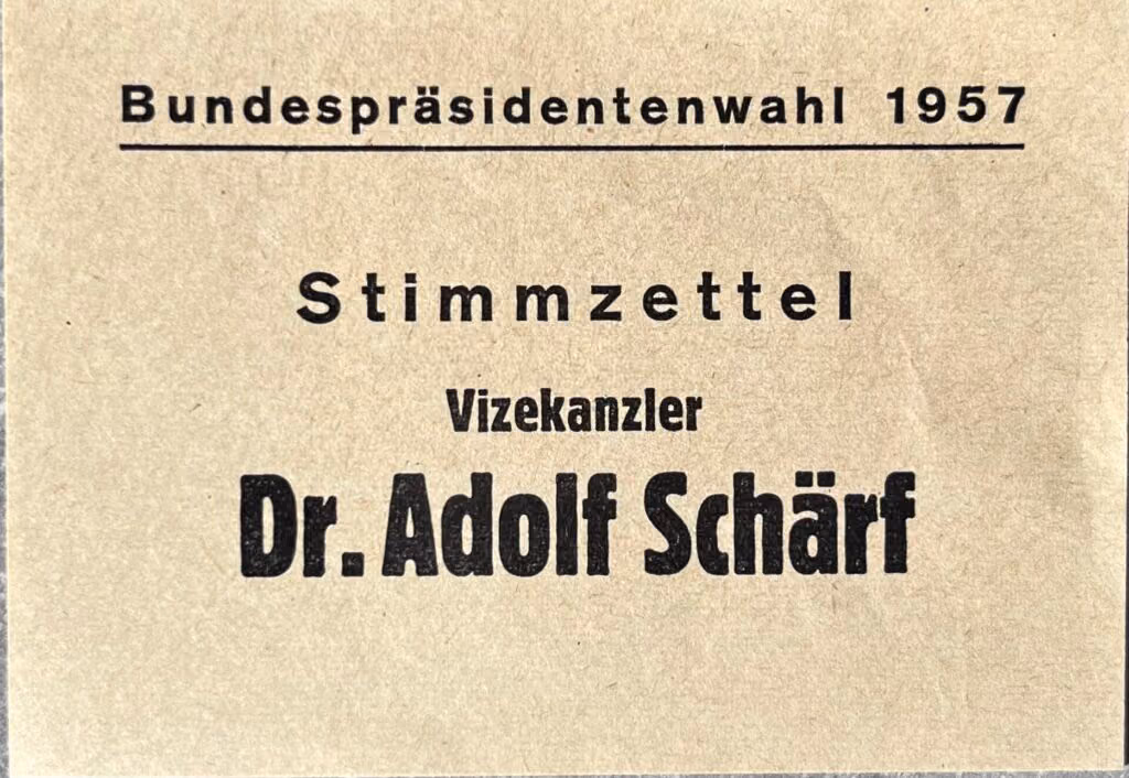 Stimmzettel Vizekanzler Dr. Adolf Schärf