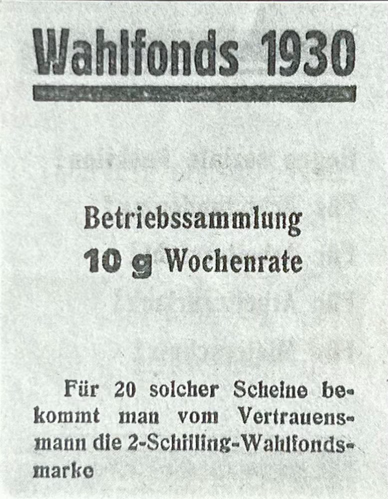 SDAP - Wahlfonds 1930