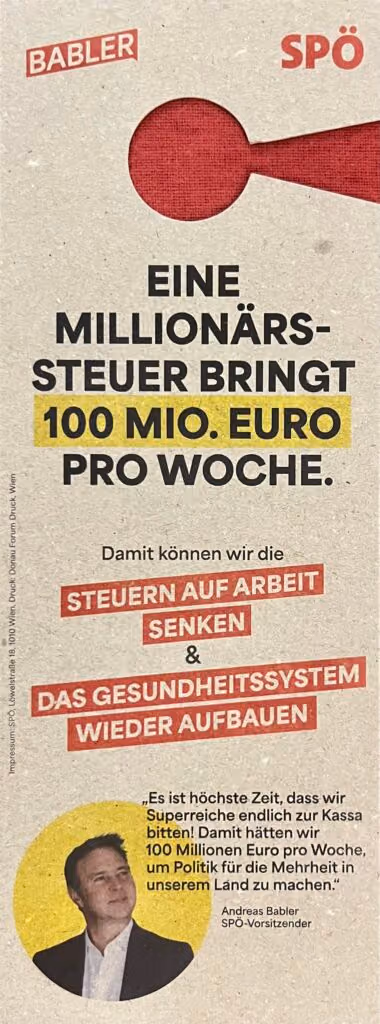 Babler-SPÖ - Eine Millionärssteuer bringt 100 Mio. Euro pro Woche