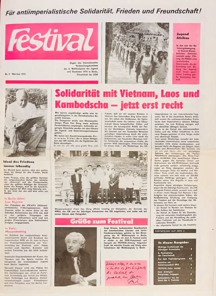 Festival - Organ des Internationalen Vorbereitungskomitees der X. Weltfestspiele der Jugend und Studenten 1973 in Berlin, Hauptstadt der DDR - Nr. 5, Mai/Juni 1973