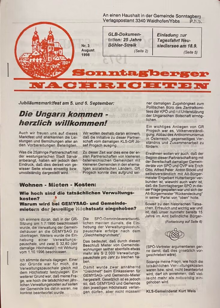 Sonntagberger Nachrichten Nr. 3/August 1998