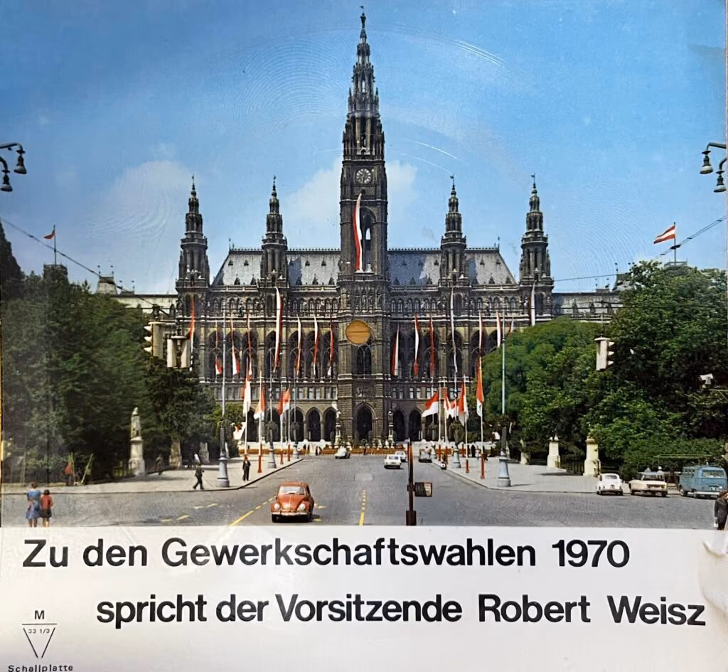 Zu den Gewerkschaftswahlen 1970 spricht der Vorsitzende Robert Weisz