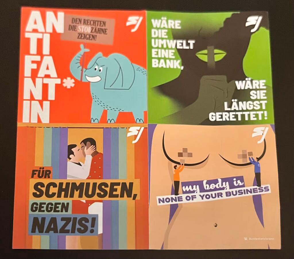 Antifantin / Wäre die Umwelt eine Bank wäre sie längst gerettet! / Für Schmusen, gegen Nazis! / My Body is none of your Business
