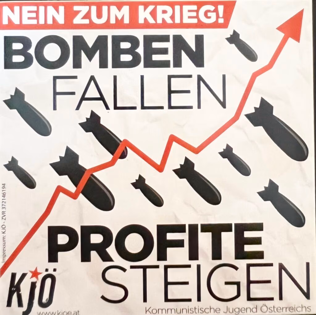 KJÖ - Bomben fallen - Profite steigen - Nein zum Krieg!