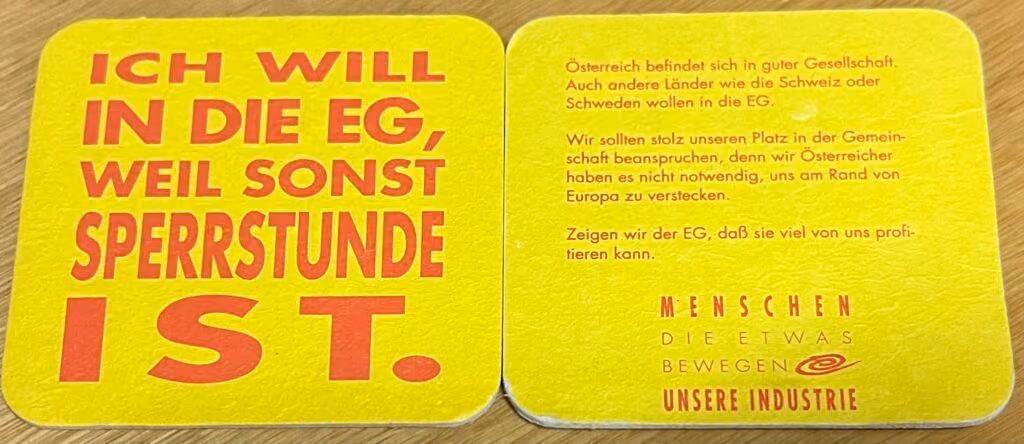 Ich will in die EG, weil sonst Sperrstunde ist.