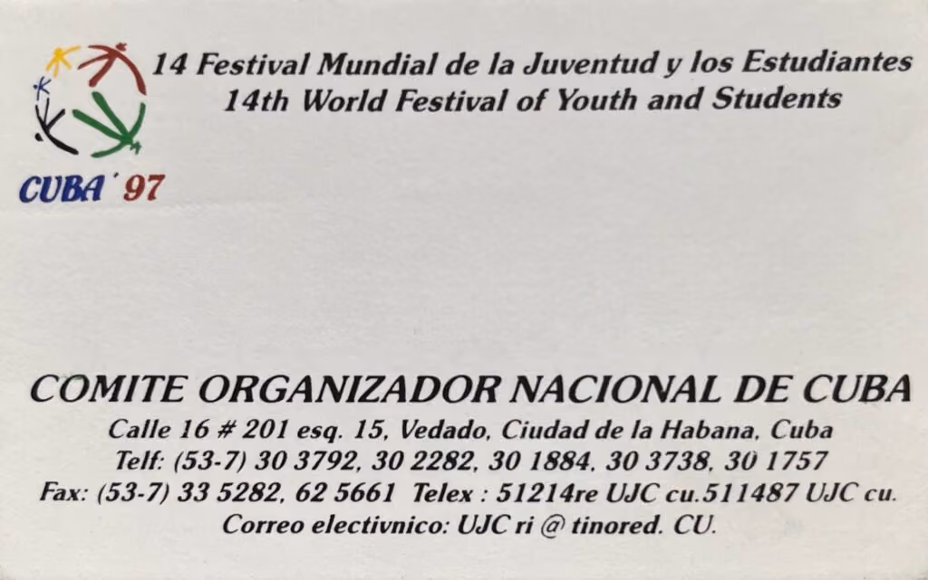 14. Weltfestspiele - Havanna 1997 - Nationales Organisationskomitee Kubas