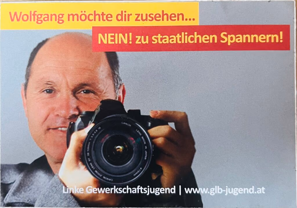 Linke Gewerkschaftsjugend - Wolfgang möchte dir zusehen...Nein! zu staatlichen Spannern!