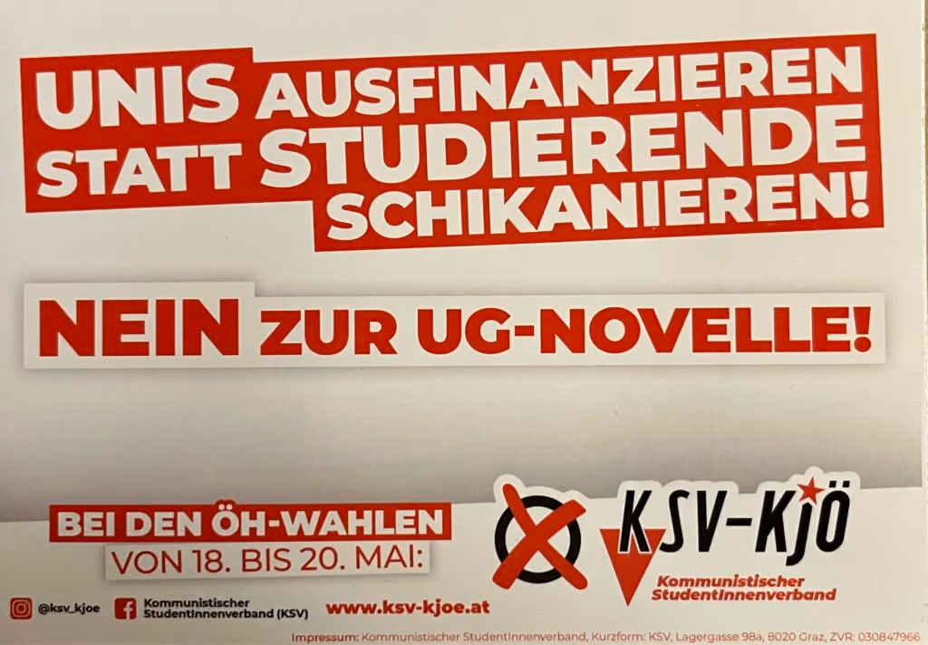 KSV-KJÖ - Uni ausfinanzieren statt Studierende schikanieren!
