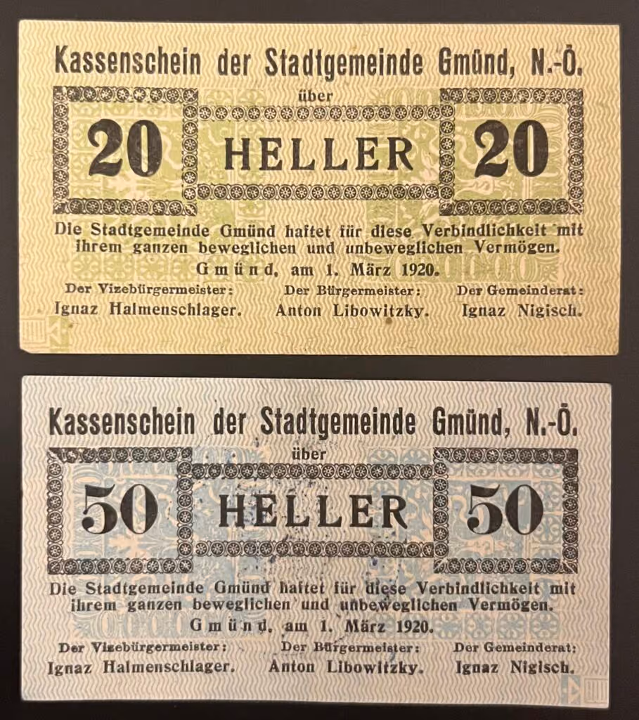 Kassenschein der Stadtgemeinde Gmünd, N.Ö.