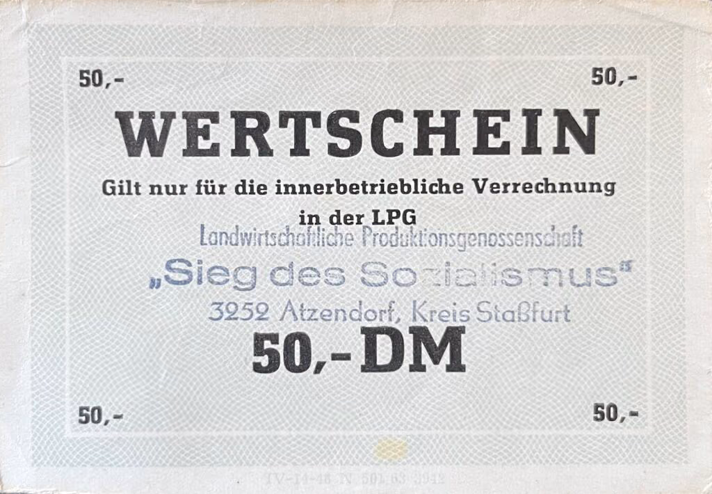 LPG "Sieg des Sozialismus" - Wertschein