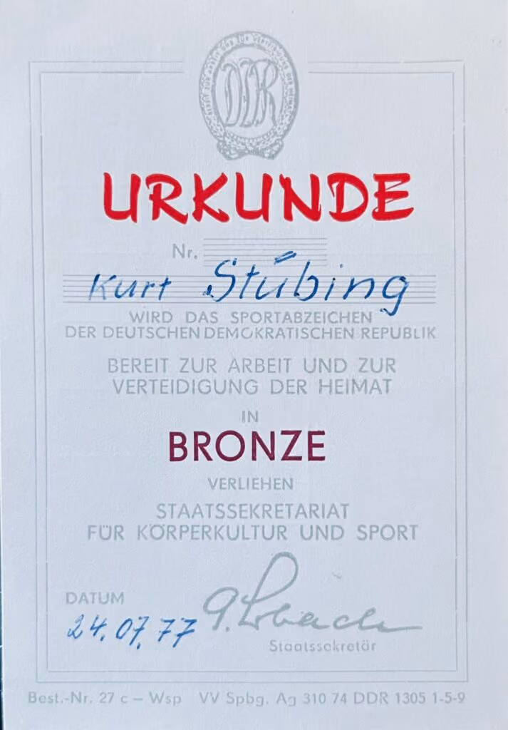 Sportabzeichen - Bereit zur Arbeit und zur Verteidigung der Heimat - Bronze