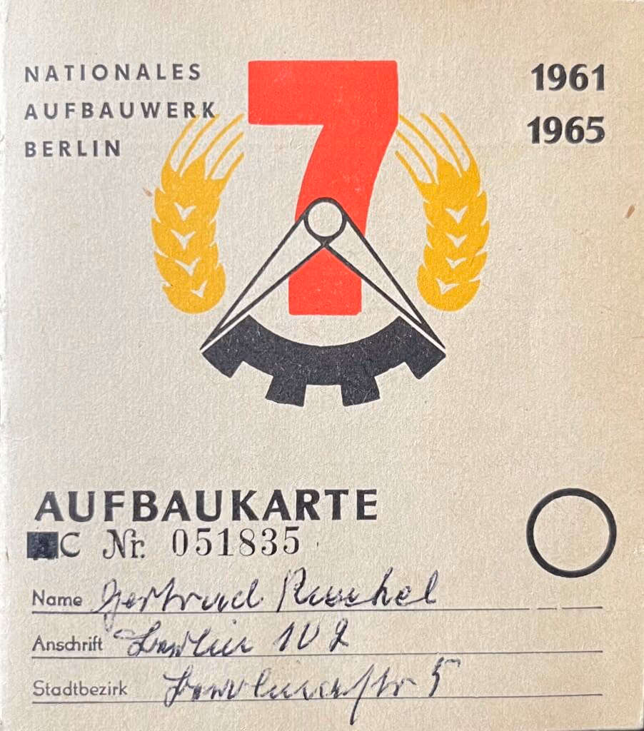 Nationales Aufbauwerk Berlin 1961-1965 - Aufbaukarte