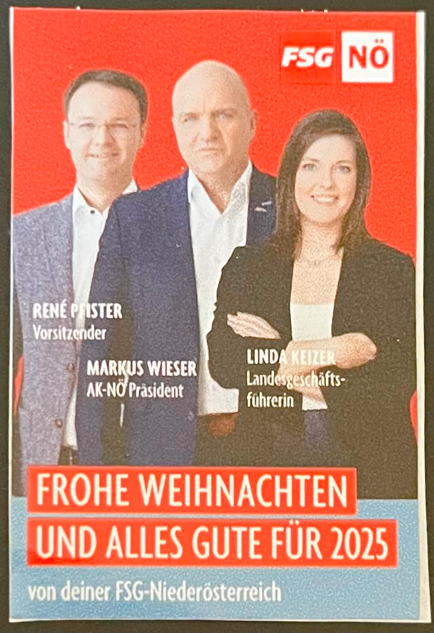 Frohe Weihnachten und alles Gute für 2025 von deiner FSG-Niederösterreich