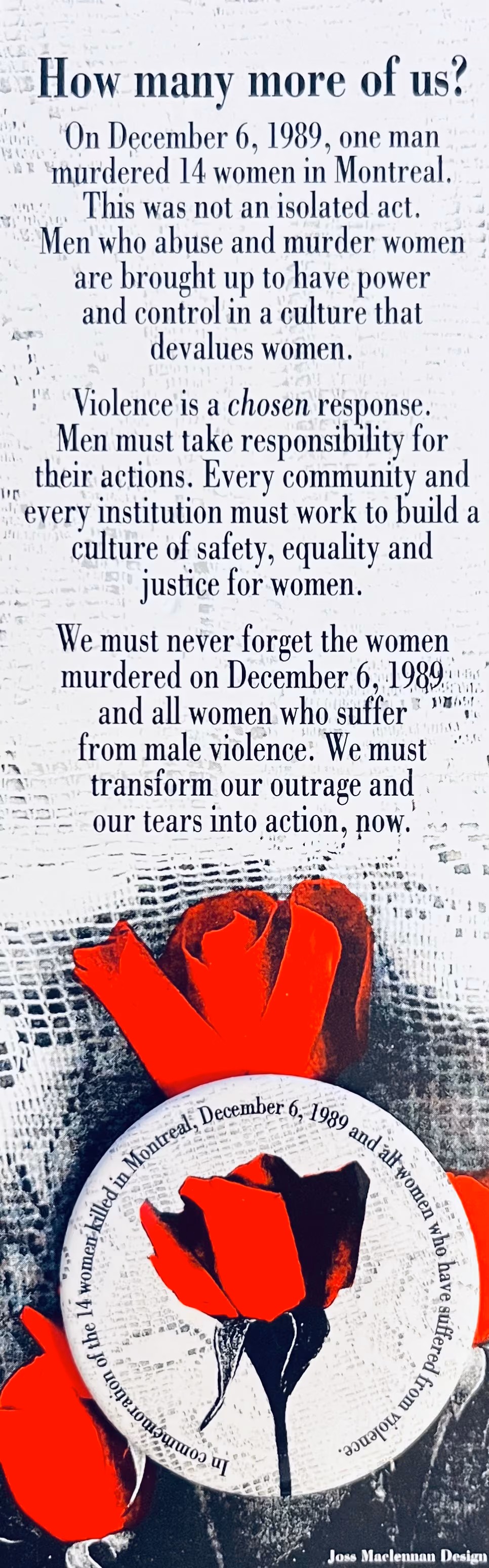 YWCA - In Commemoration of the 14 Women killed in Montreal, December 6, 1989, and all Women who have suffered from Violence