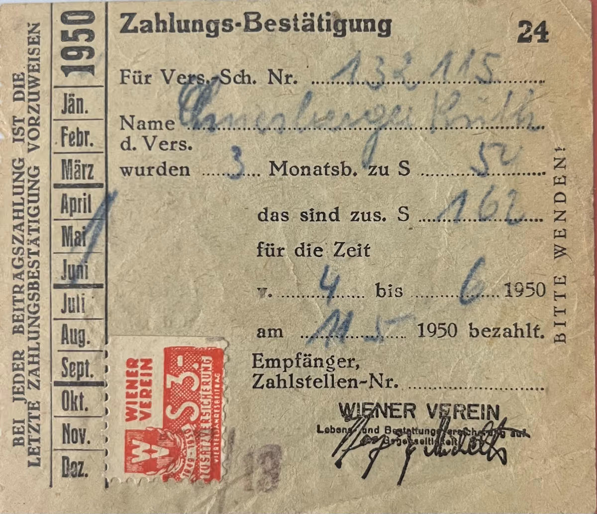 Wiener Verein - Zahlungs-Bestätigung