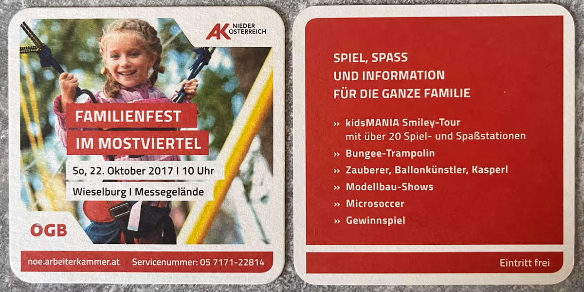 AK Niederösterreich - Familienfest im Mostviertel So. 22.Oktober 2017 / 10 Uhr / Wieselburg - Messegelände